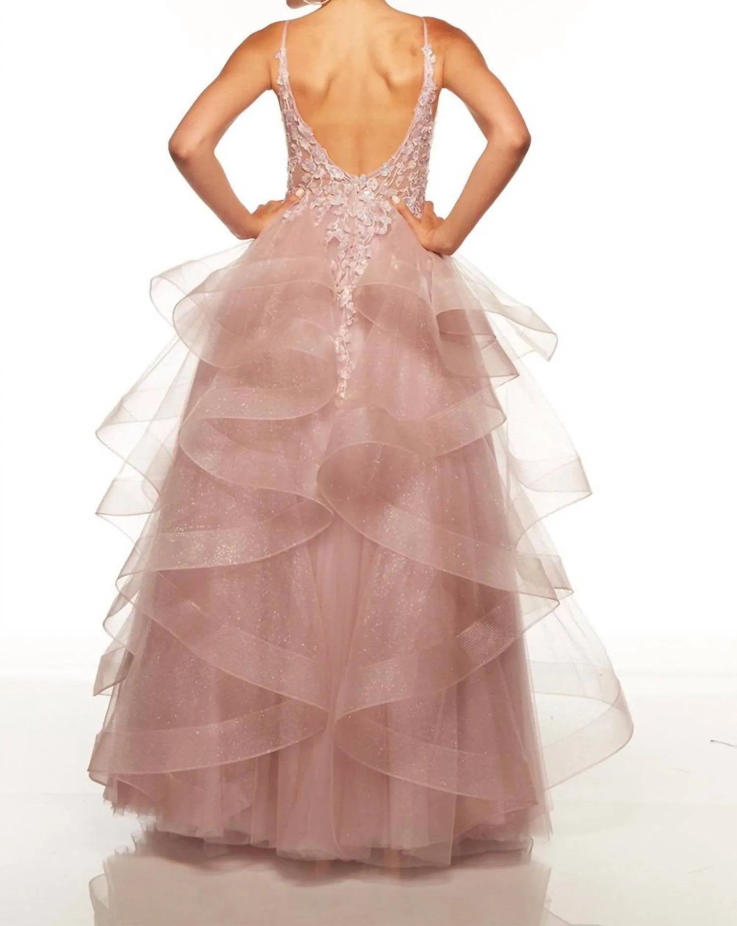 Alyce Paris - Embellished Glittered Tulle Gown