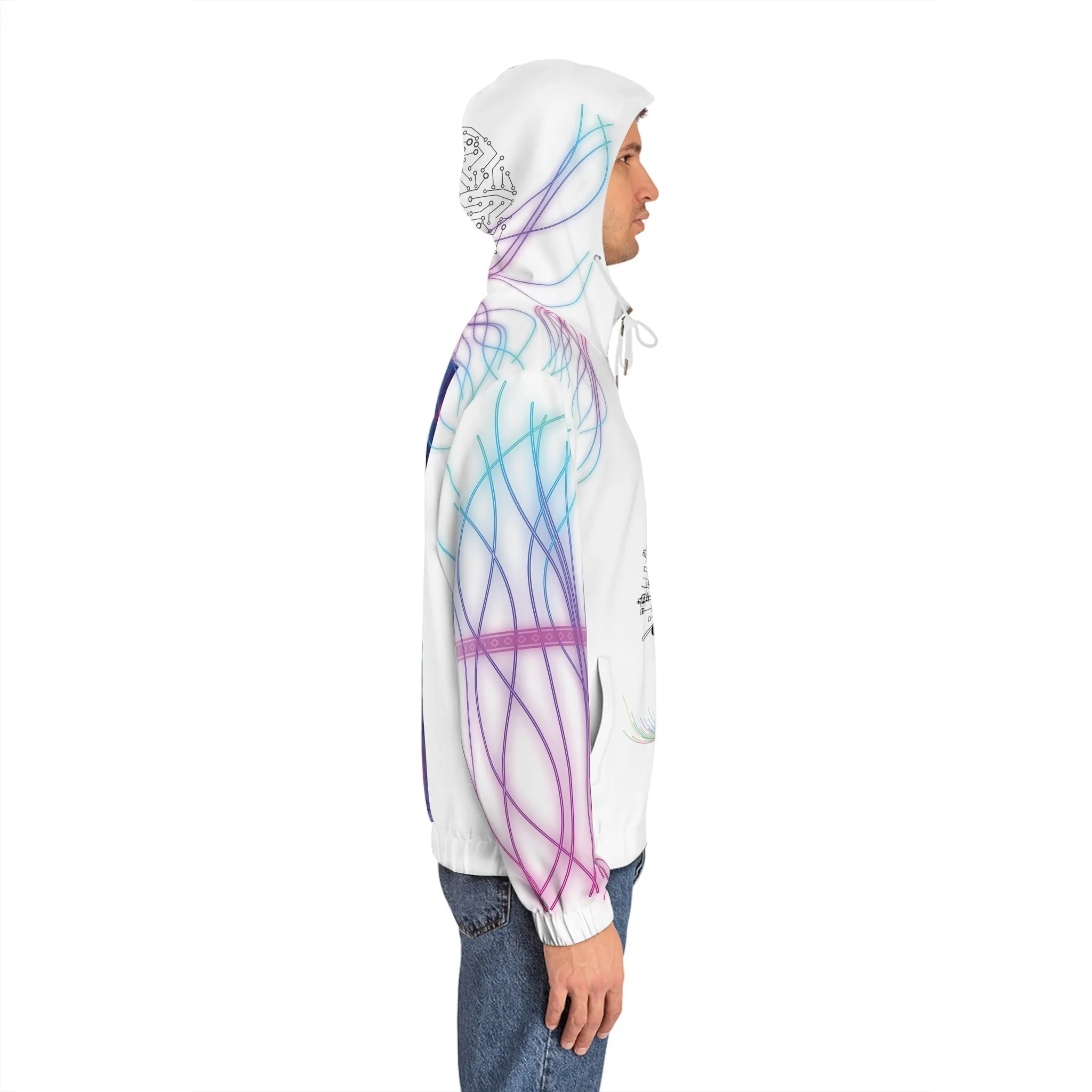 Cybernetic Mind: Futuristic Full-Zip Hoodie with Neural Circuitry & Cyber Tiger