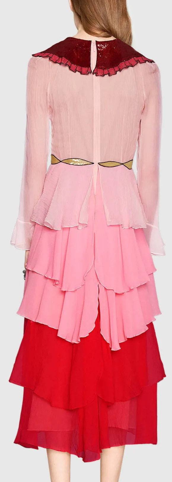 Embroidered Sequined Layered Dress