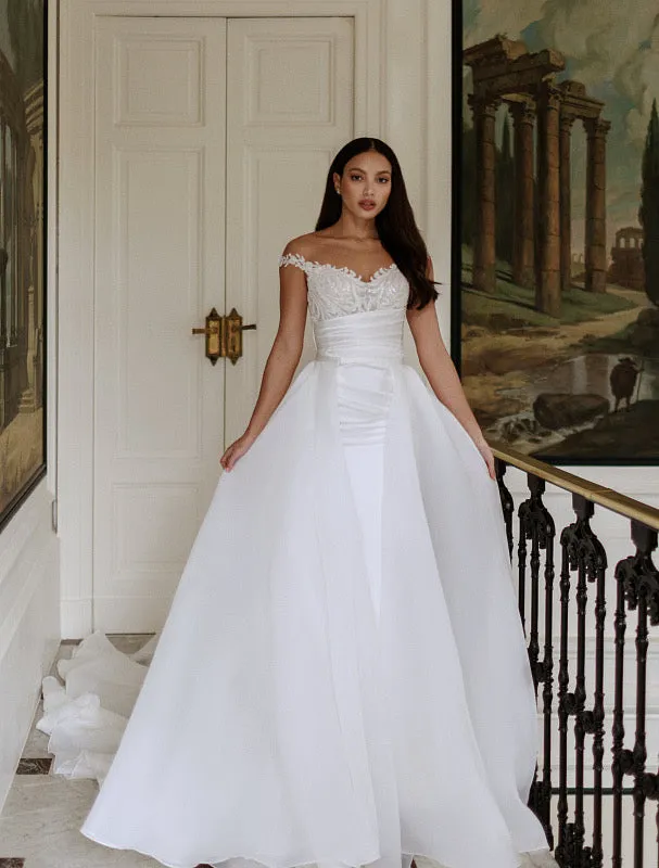 Paityn Beautiful Off-Shoulder White Evening Dress