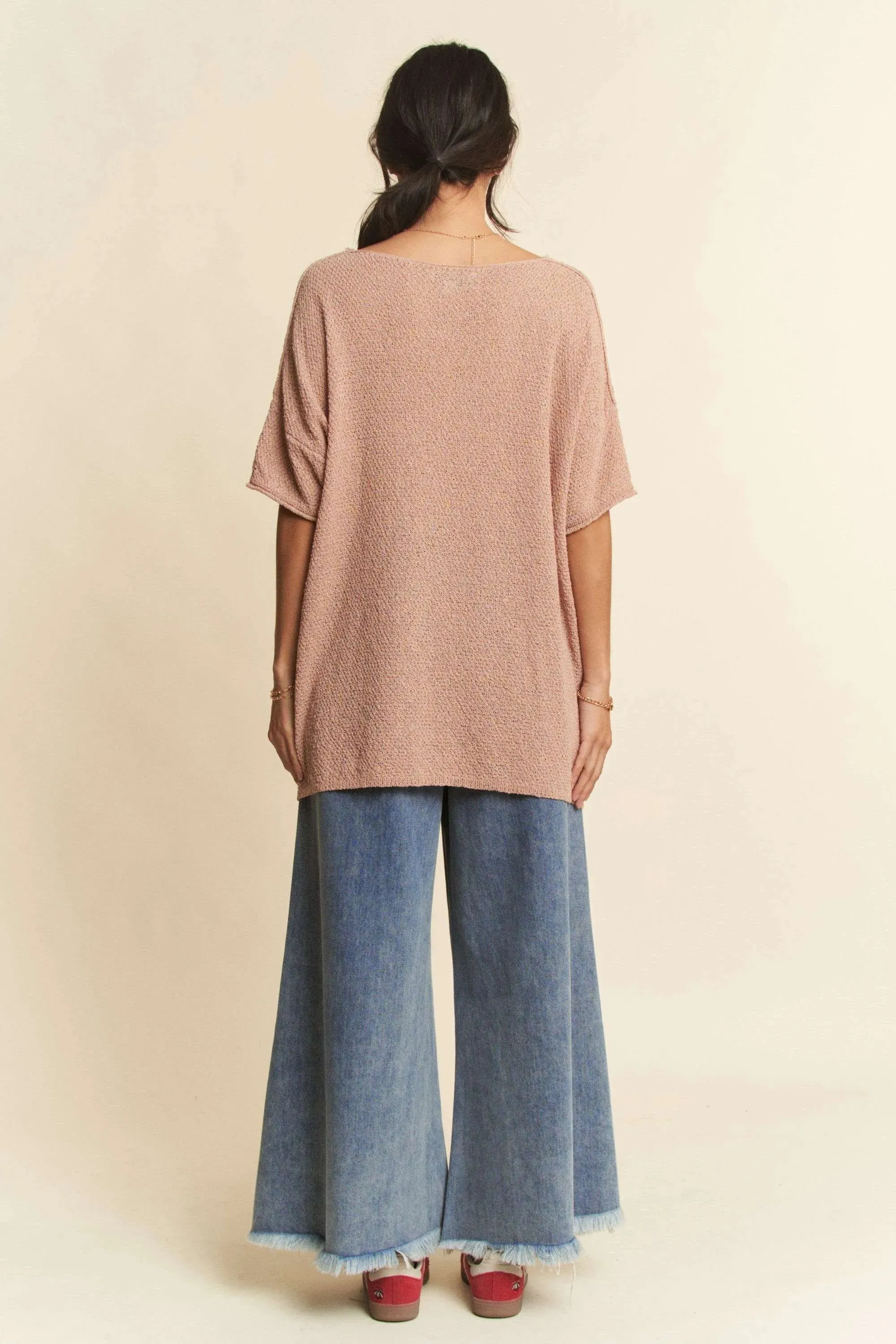 Patch Pocket Wide Leg Culotte Jeans