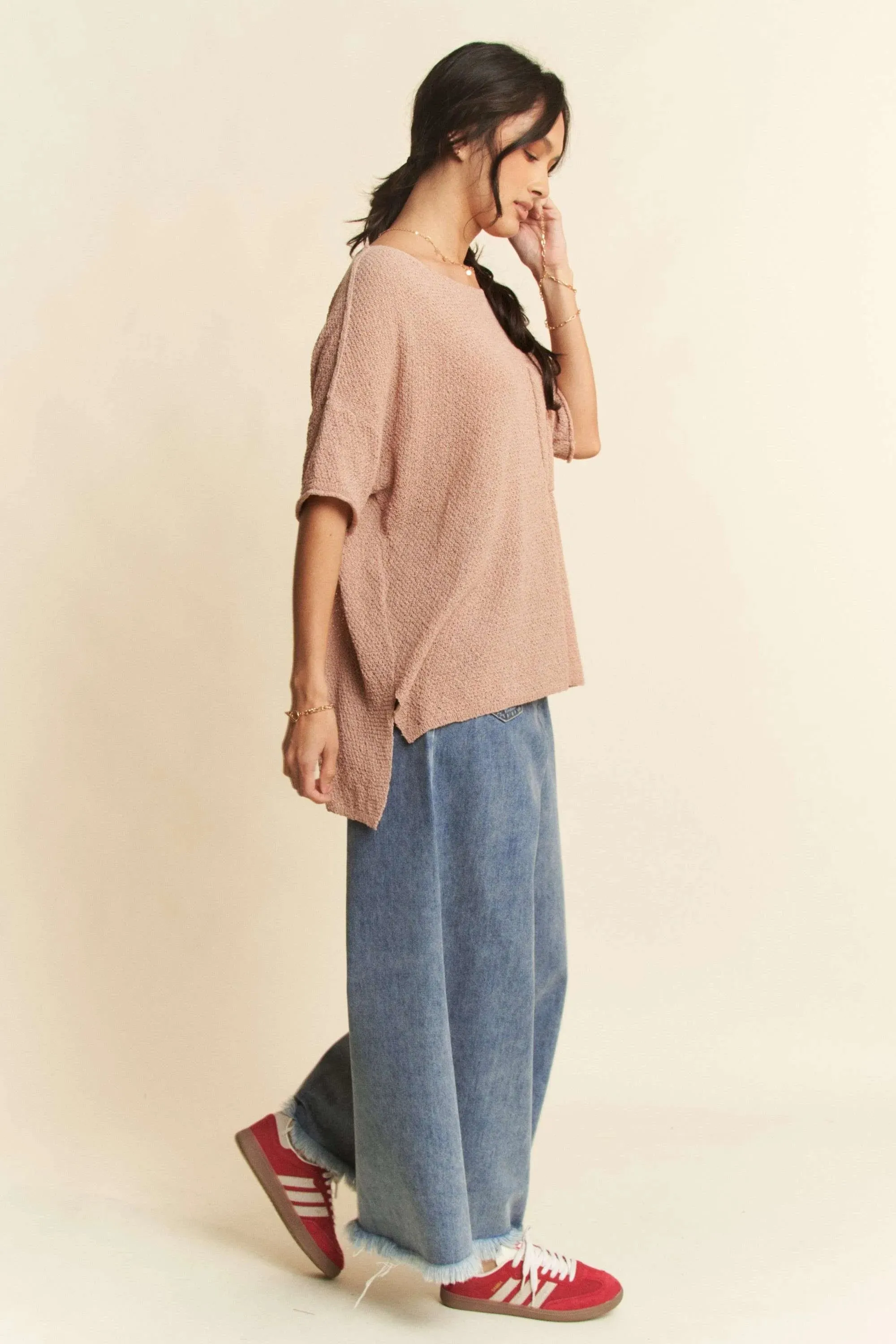 Patch Pocket Wide Leg Culotte Jeans