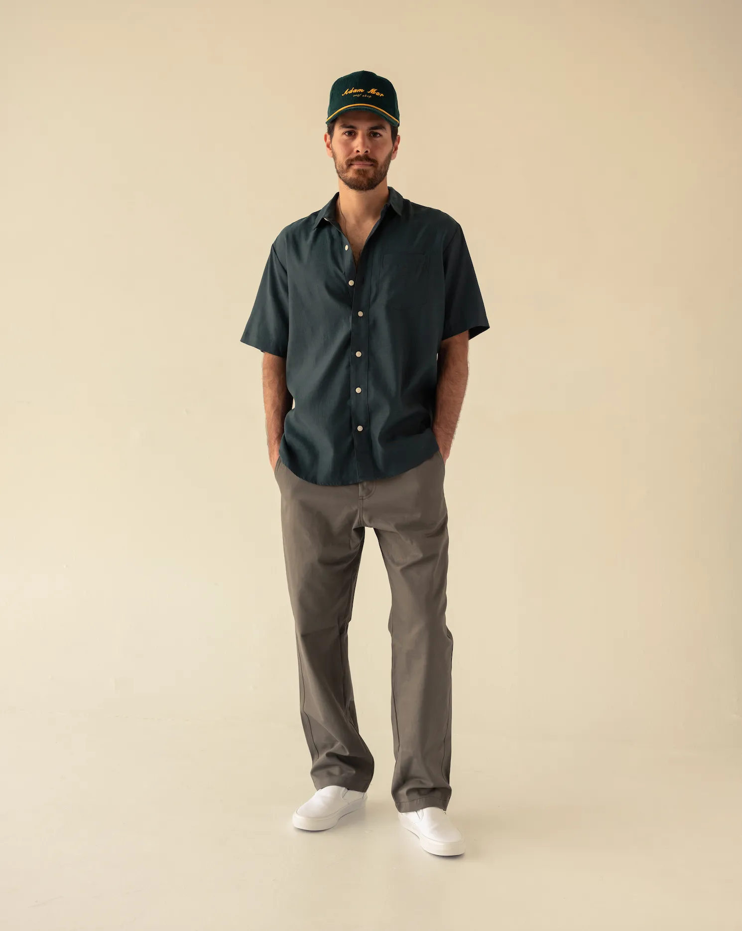 Semi Cropped Trouser ( olive )